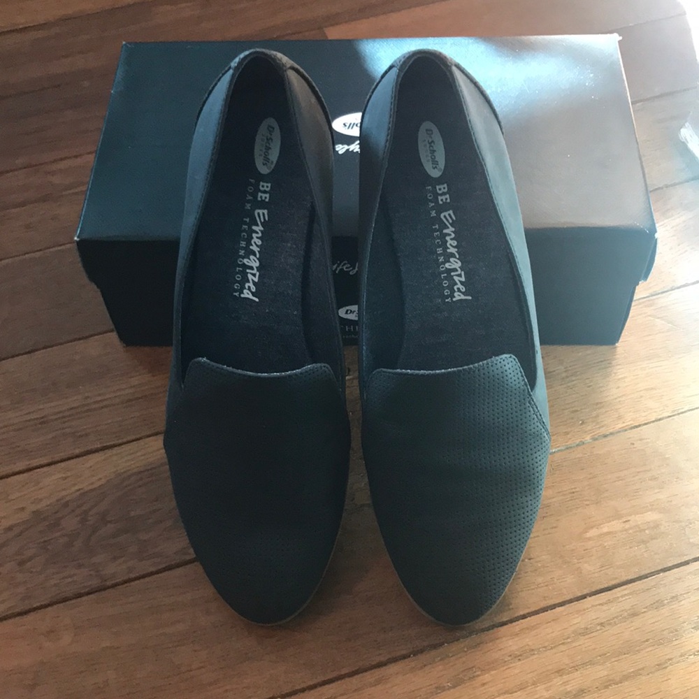 Black leather loafers
